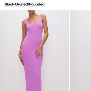 Good American Purple Bodycon Dress Square Neck Sleeveless